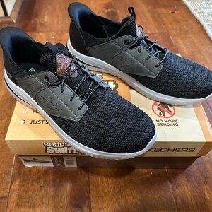 Skechers Men's 11 Delson Hands Free Swift Fit Tennis Shoe Casual Sneaker Black